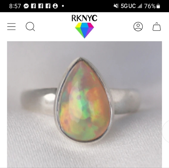 Womans Ethiopian Opal 100% Sterling Silver Large Tear Drop Ring Sz 8 - Picture 14 of 17